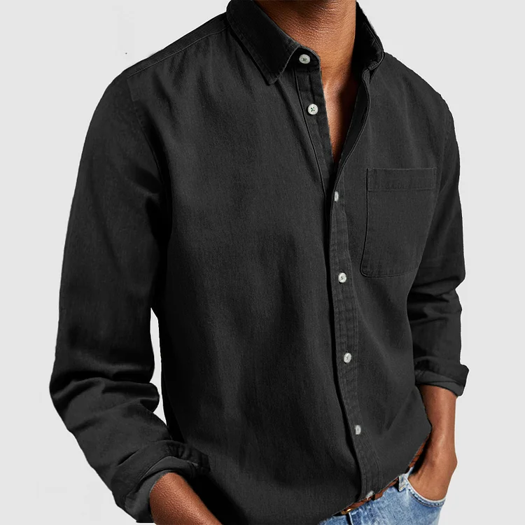 Versatile camicia da uomo a maniche lunghe e taschino. Look casual o smart-casual, un must per la moda.