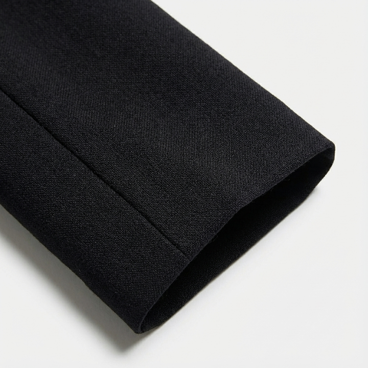 Vestito donna elegante sagomato a maniche lunghe, revers. Look formale o casual chic per ufficio e autunno.
