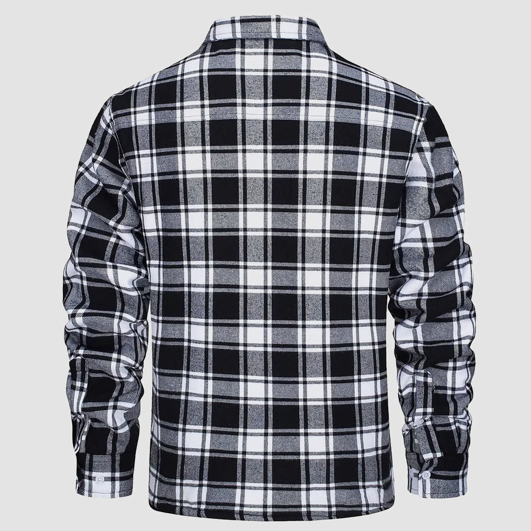 Tessuto robusto per giacca camicia uomo, casual con tasche, durevole per autunno/primavera.