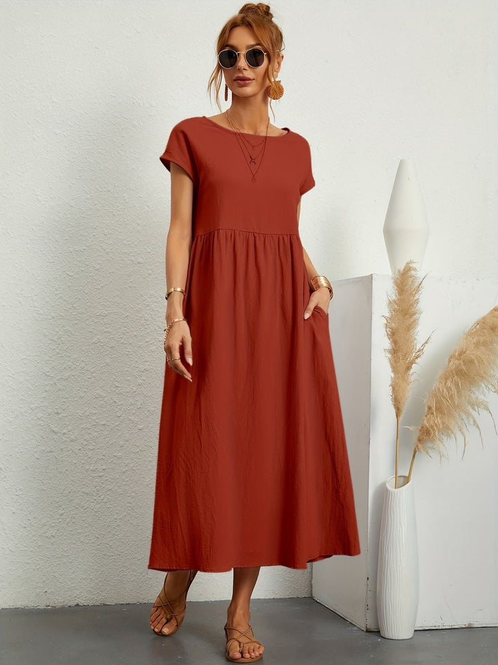 Abito midi donna, moda casual elegante per primavera ed estate. Versatile e confortevole.
