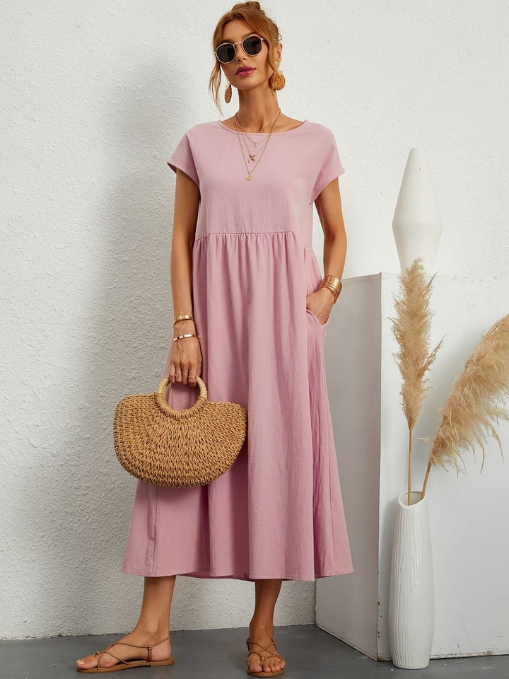 Moda primavera estate: abito midi donna elegante e confortevole. Perfetto per ogni evento.