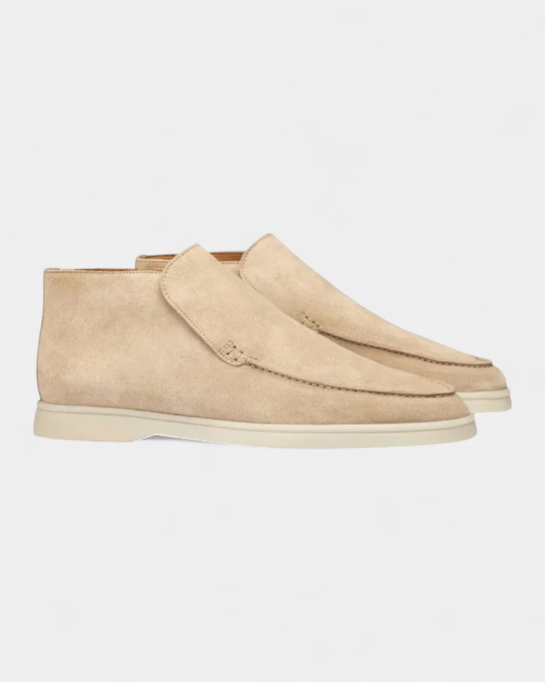Mocassino alto uomo in camoscio blu, scarpe eleganti slip-on con rialzo, comfort maschile.