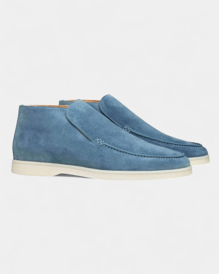 Mocassini uomo versatili in pelle marrone, scarpe slip-on alte per ogni occasione, comfort uomo.