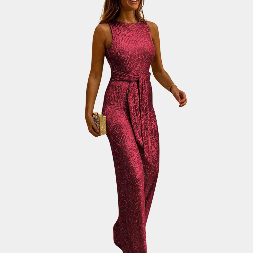 Tuta donna paillettes scintillante, perfetta per serate eleganti e feste. Outfit glamour per brillare.