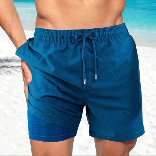 Pantaloncini nuoto uomo con design 2 in 1 e supporto interno, per mare, piscina ed estate.