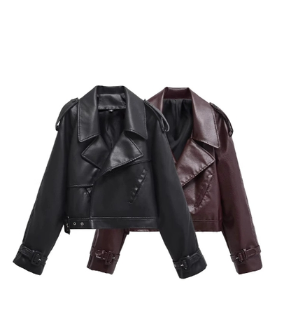 Giacca femminile chic con cintura, perfetta per look eleganti, disponibile in nero e borgogna.
