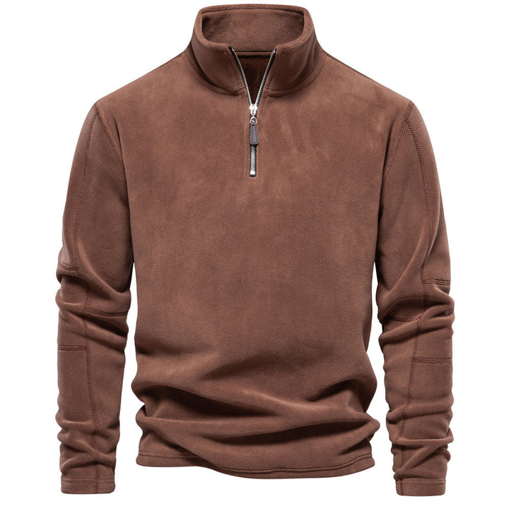 Maglione casual da uomo con mezza zip, caldo e perfetto per l'eleganza invernale quotidiana.