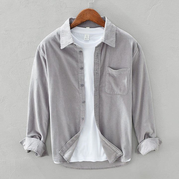 Camicia elegante uomo maniche lunghe, design retrò ideale per tutte le stagioni e outfit casual.