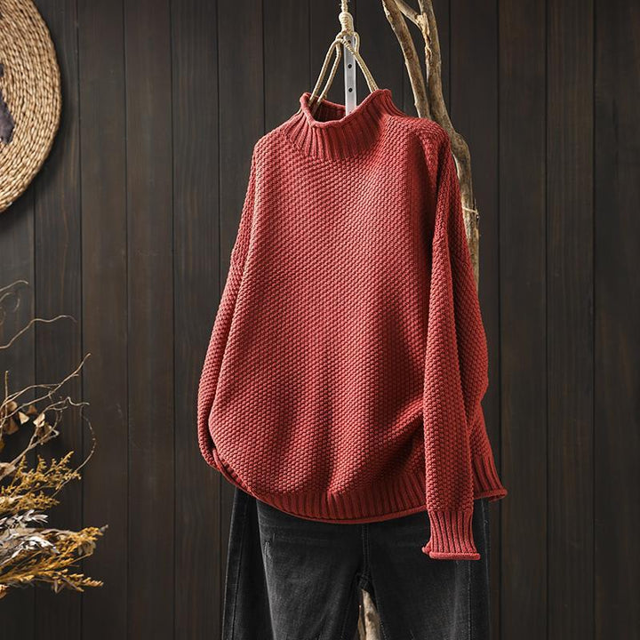 Maglione donna a trama waffle, invernale e caldo, ideale per un outfit comodo ed elegante.