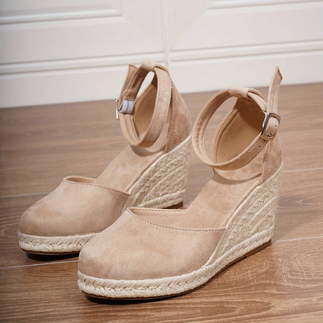 Sandali donna espadrillas con zeppa e fibbia, eleganti e comodi per ogni occasione estiva.