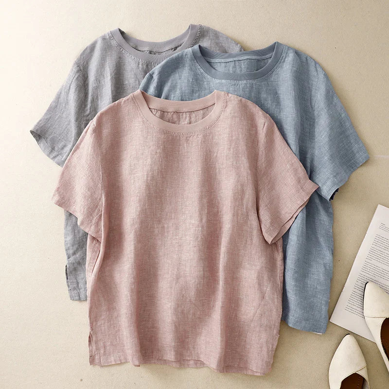 Maglietta donna leggera a maniche corte, ottima per i viaggi o la città, unisce comfort e stile casual.