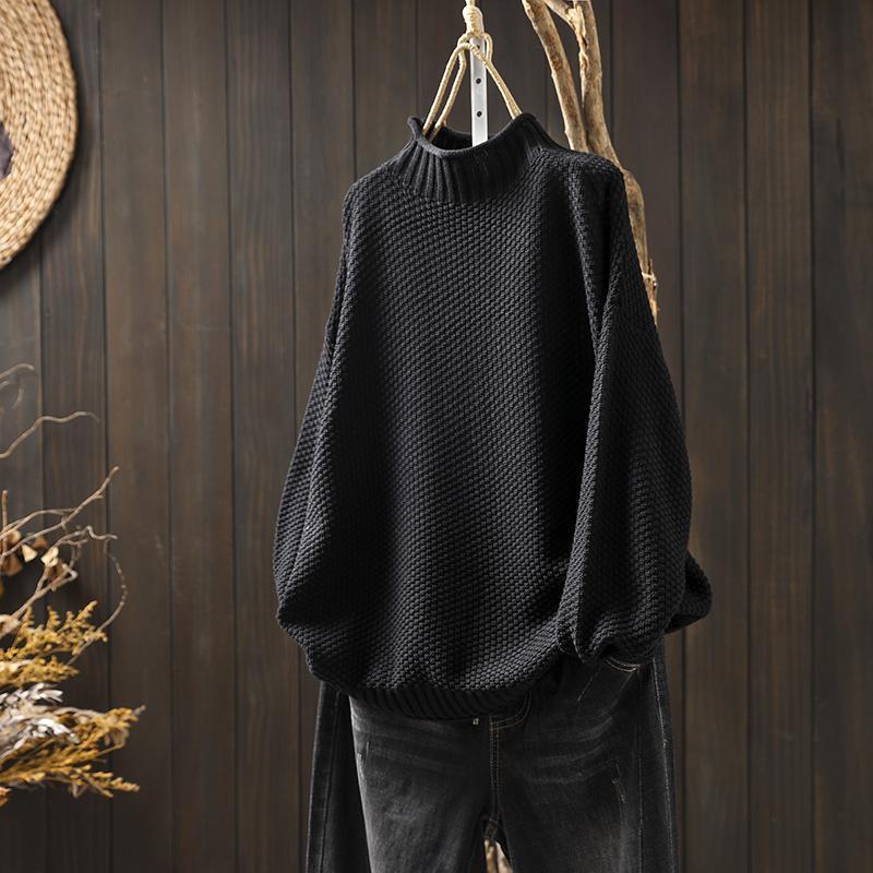 Maglione donna invernale a maglia waffle blu, caldo e confortevole, per look casual.