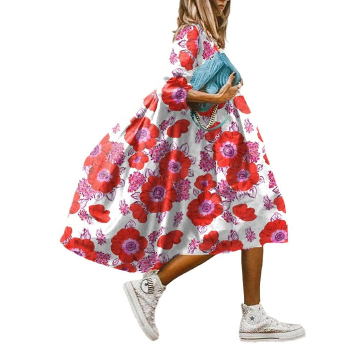 Abito donna paisley floreale, fluido e versatile. Perfetto outfit casual elegante per l'estate e le vacanze.