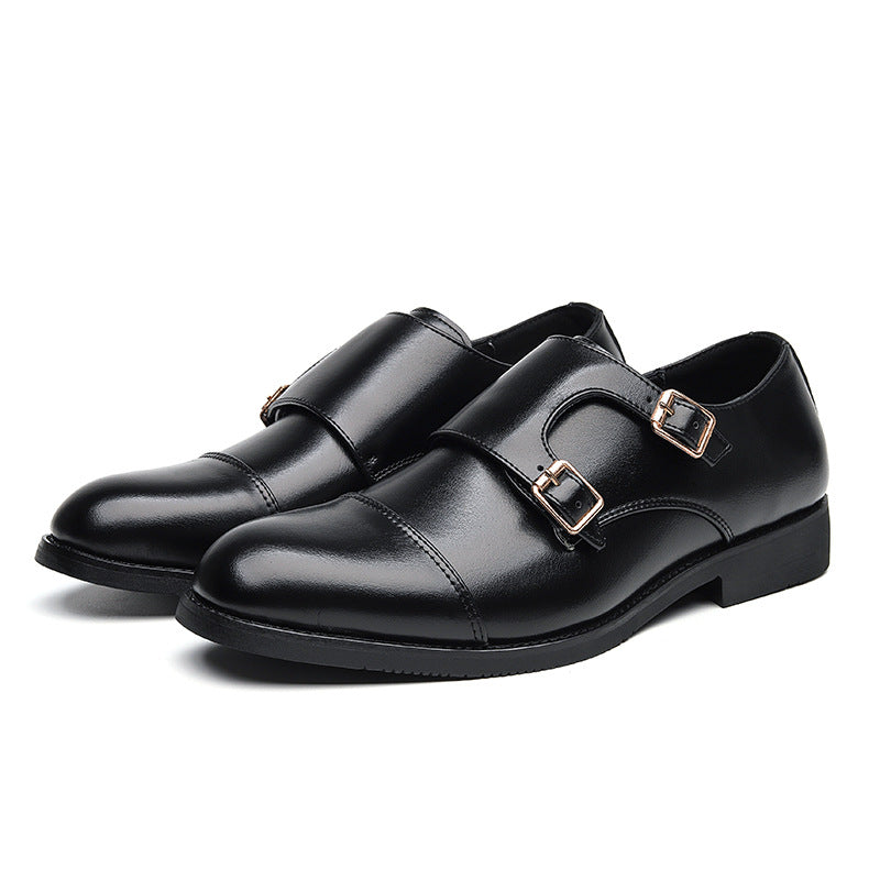 Monkstrap uomo in pelle nera, perfette per look business casual e formali in ogni stagione.