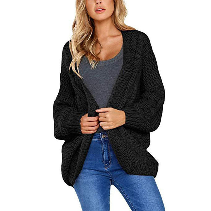 Cardigan donna caldo e grosso con lavorazione a trecce, abbigliamento comodo e versatile per il tuo stile.