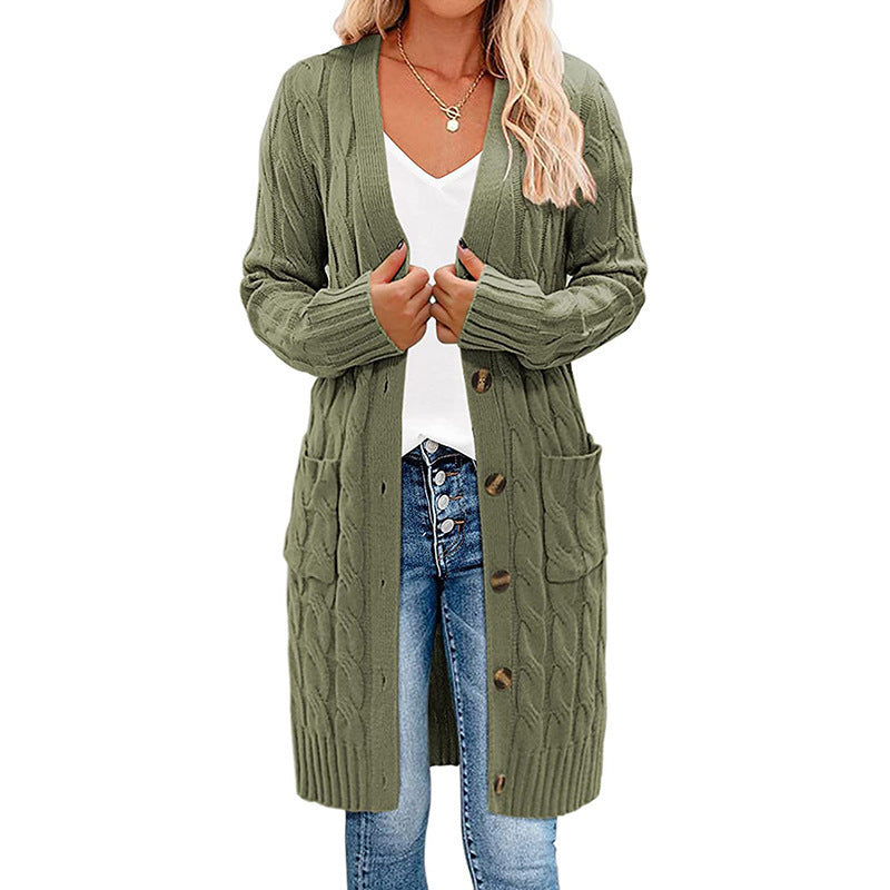 Morbido cardigan donna a maniche lunghe, con pratiche tasche per uno stile casual ed elegante.