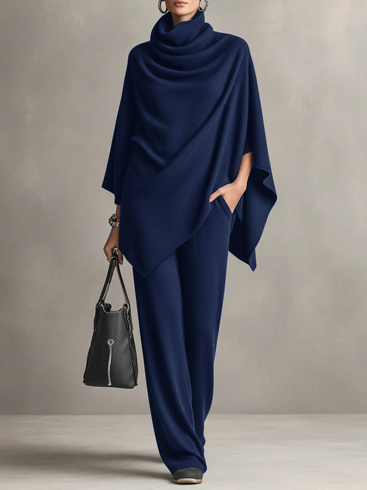 Completo due pezzi donna con pantaloni larghi e confortevoli, ideale per outfit elegante o casual, moda versatile.