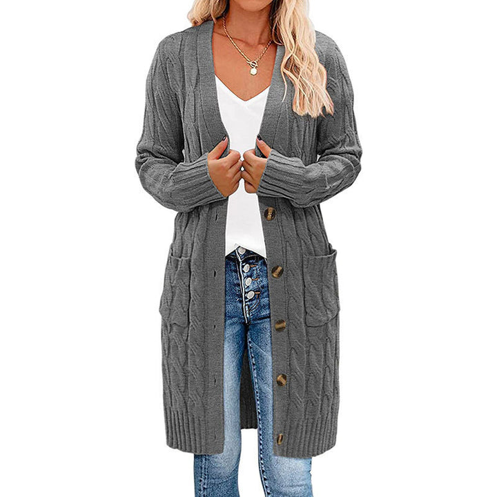 Cardigan donna a maniche lunghe con tasche, ideale per un outfit casual e confortevole ogni giorno.