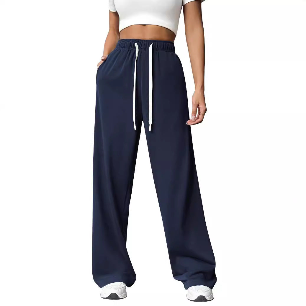 Pantaloni jogger donna in tessuto morbido, vestibilità ampia e comoda, ideali per la moda casual femminile.