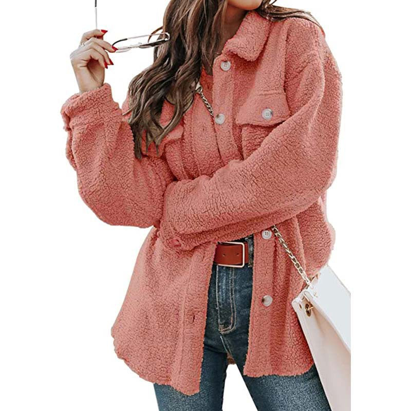 Cappotto lungo da donna per autunno inverno, elegante e caldo outwear con colletto polo e tasche.