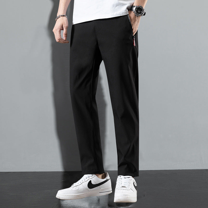 Pantaloni larghi dritti uomo, traspiranti e comodi, perfetti per moda estiva casual e fresca.