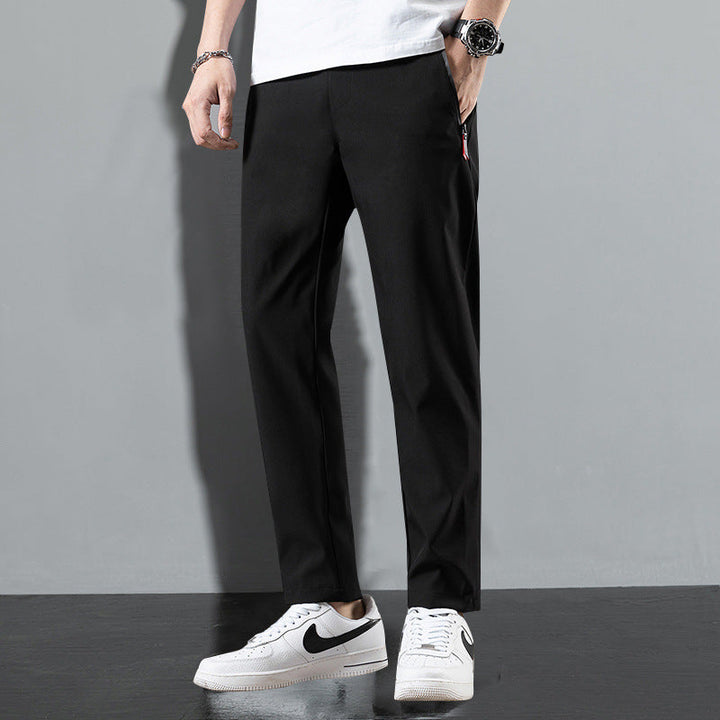 Pantaloni larghi dritti uomo, traspiranti e comodi, perfetti per moda estiva casual e fresca.