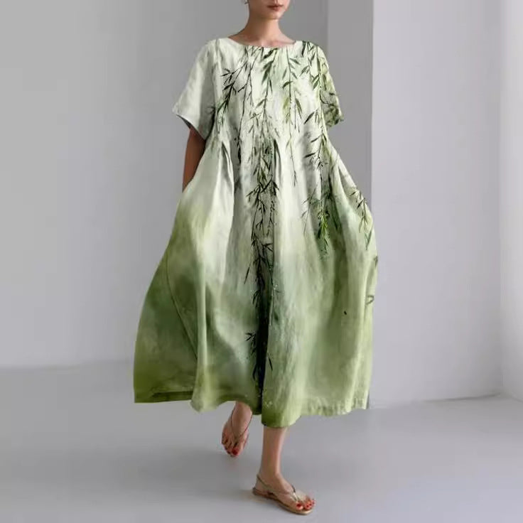 Abito donna floreale giapponese elegante, un maxi vestito estivo ideale per un look raffinato e versatile.