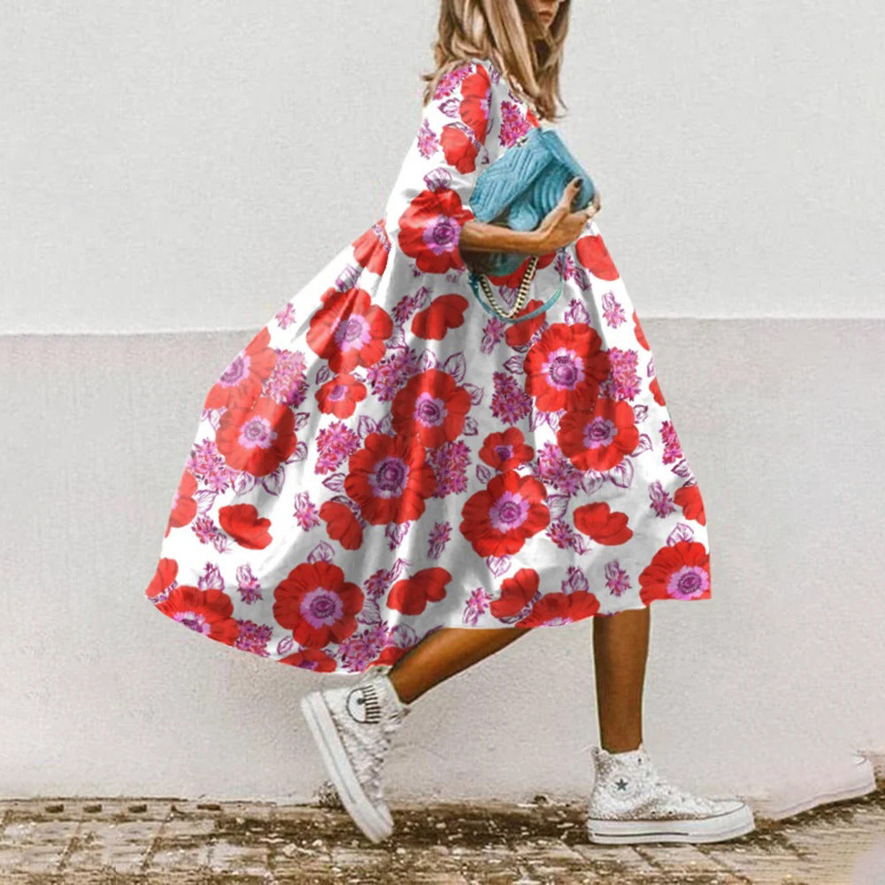 Dettaglio abito donna con stampa floreale paisley. Vestito fluido ed elegante, ottimo per look estivi casual chic.