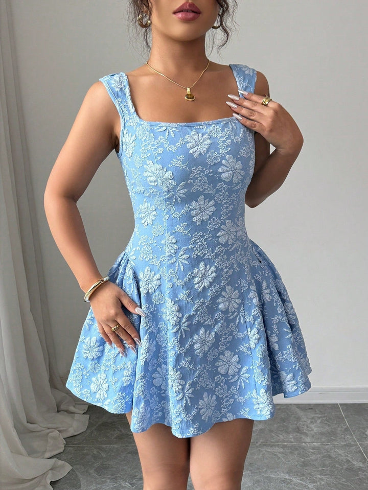 Abito estivo casual donna, mini svasato con stampa floreale, perfetto per il tempo libero.