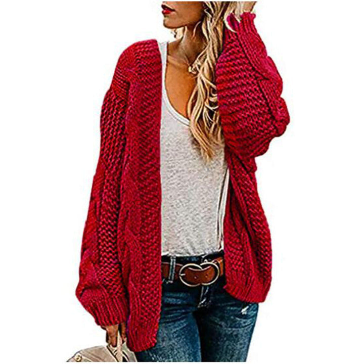 Comodo cardigan donna grosso a trecce, maglia perfetta per la moda autunno/inverno. Look casual versatile.