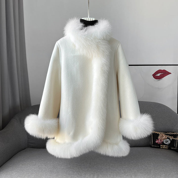 Elegante giacchetta mantello reversibile donna per inverno, calda e alla moda per ogni occasione.