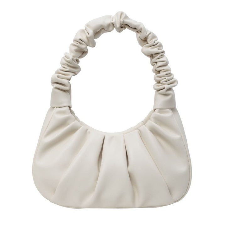 Borsa a spalla donna pieghettata blu, accessorio moda elegante e capiente. Stile unico.