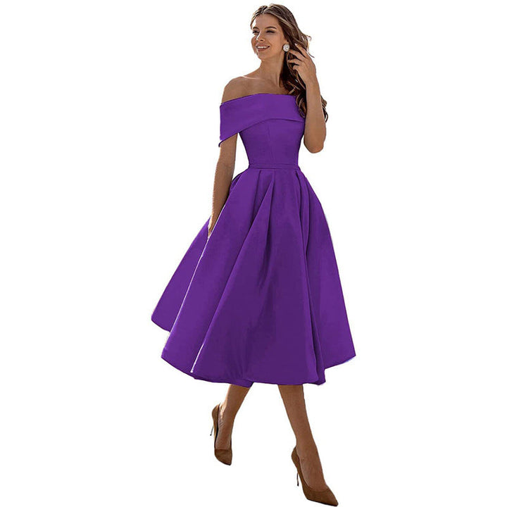 Abito da invitata a matrimonio senza spalline, vestito elegante per occasioni speciali.