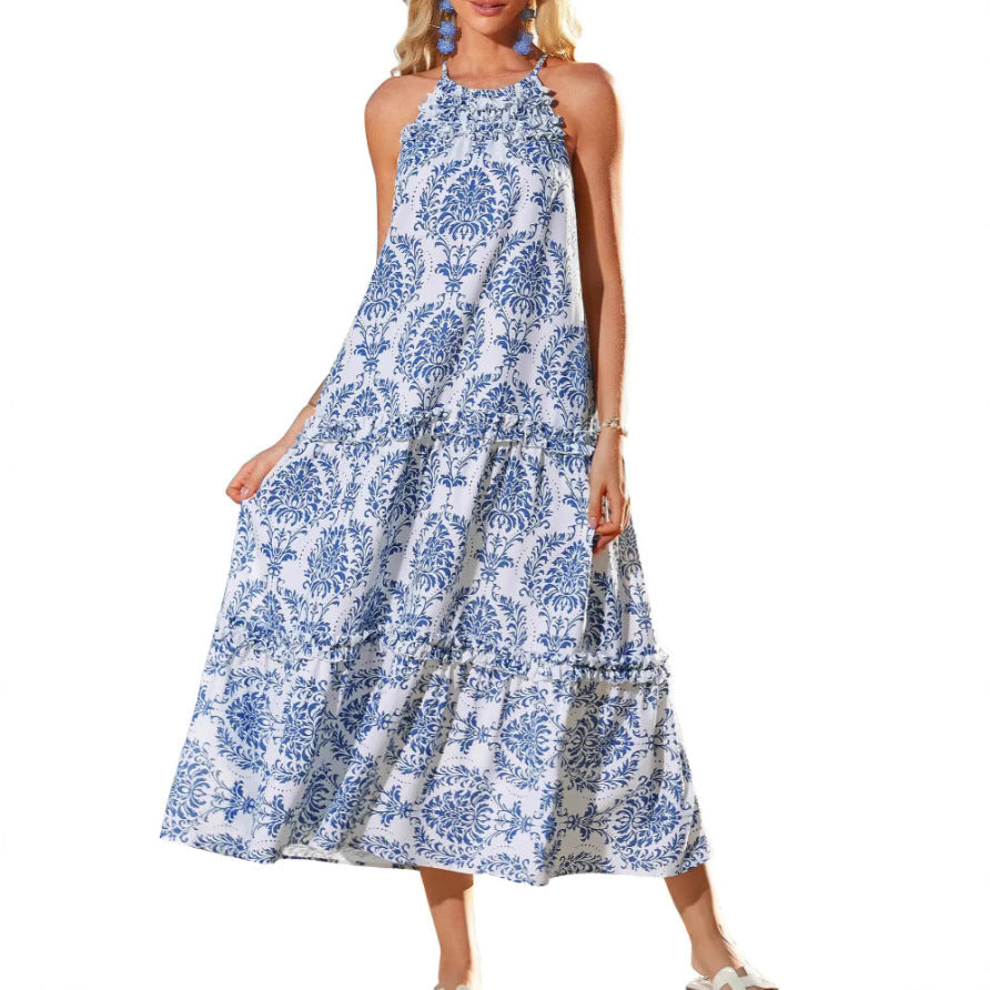 Abito boho midi donna, vestito bohémien chic. Ideale per vacanze estive o look casual alla moda con stile.