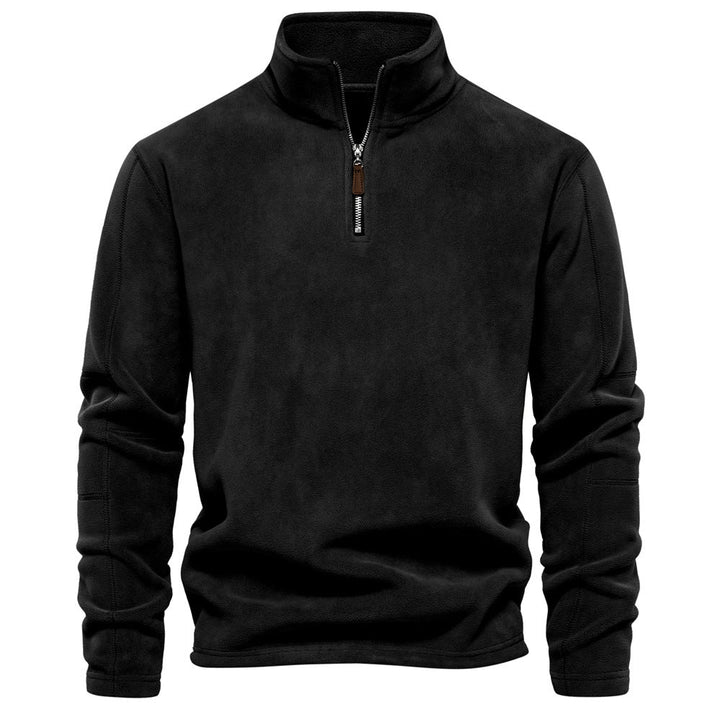 Maglione uomo in pile caldo e confortevole, stile casual invernale con mezza zip.