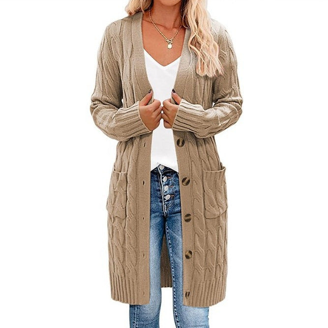 Cardigan versatile da donna con tasche, perfetto come strato leggero per moda femminile e quotidiana.