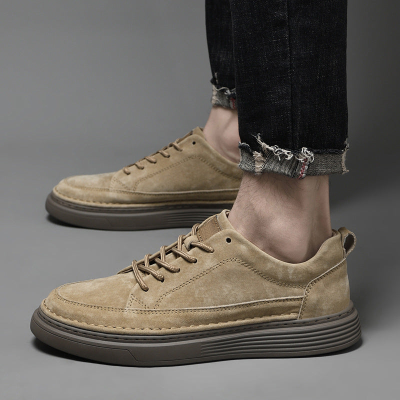 Sneakers uomo stile casual, ideali per comfort e ammortizzazione, vestibilità ampia. Beige, bianco, arancio intenso.