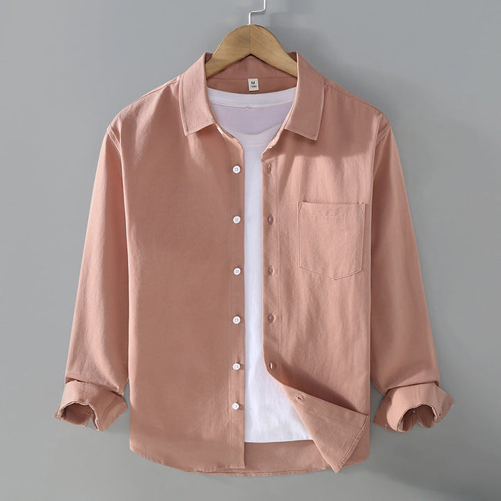 Camicia uomo leggera a maniche lunghe, colletto aperto. Ideale per primavera/estate, look morbido.