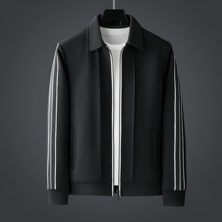 Completo sportivo uomo premium nero/bianco, elegante e versatile per athleisure moderno e casual.