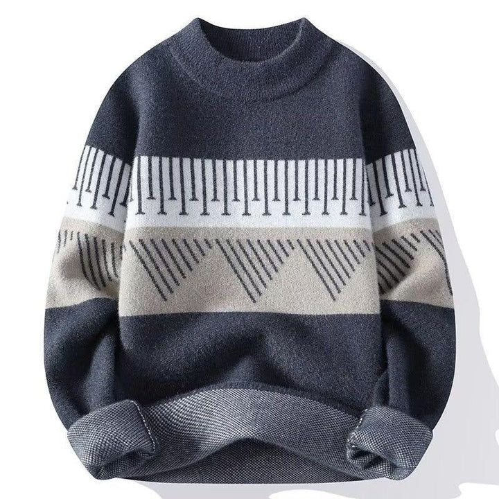 Maglione uomo girocollo con elegante motivo scandinavo, ottimo per la moda maschile autunnale, comfort assicurato.