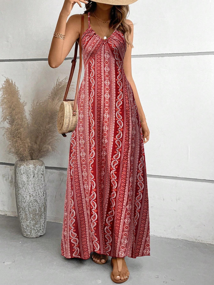 Maxi abito donna con stampa vivace, perfetto per l'estate, casual e confortevole.