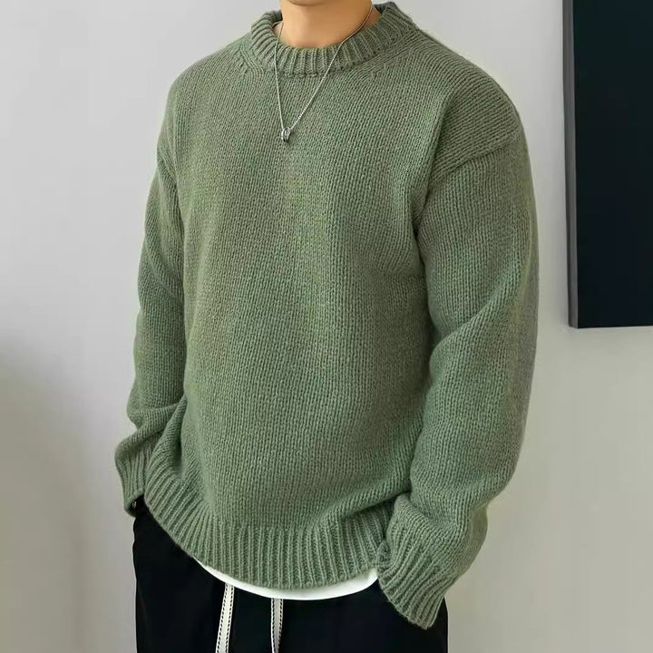 Maglione uomo pullover girocollo autunnale, caldo e comodo, ideale per outfit casual di tendenza.
