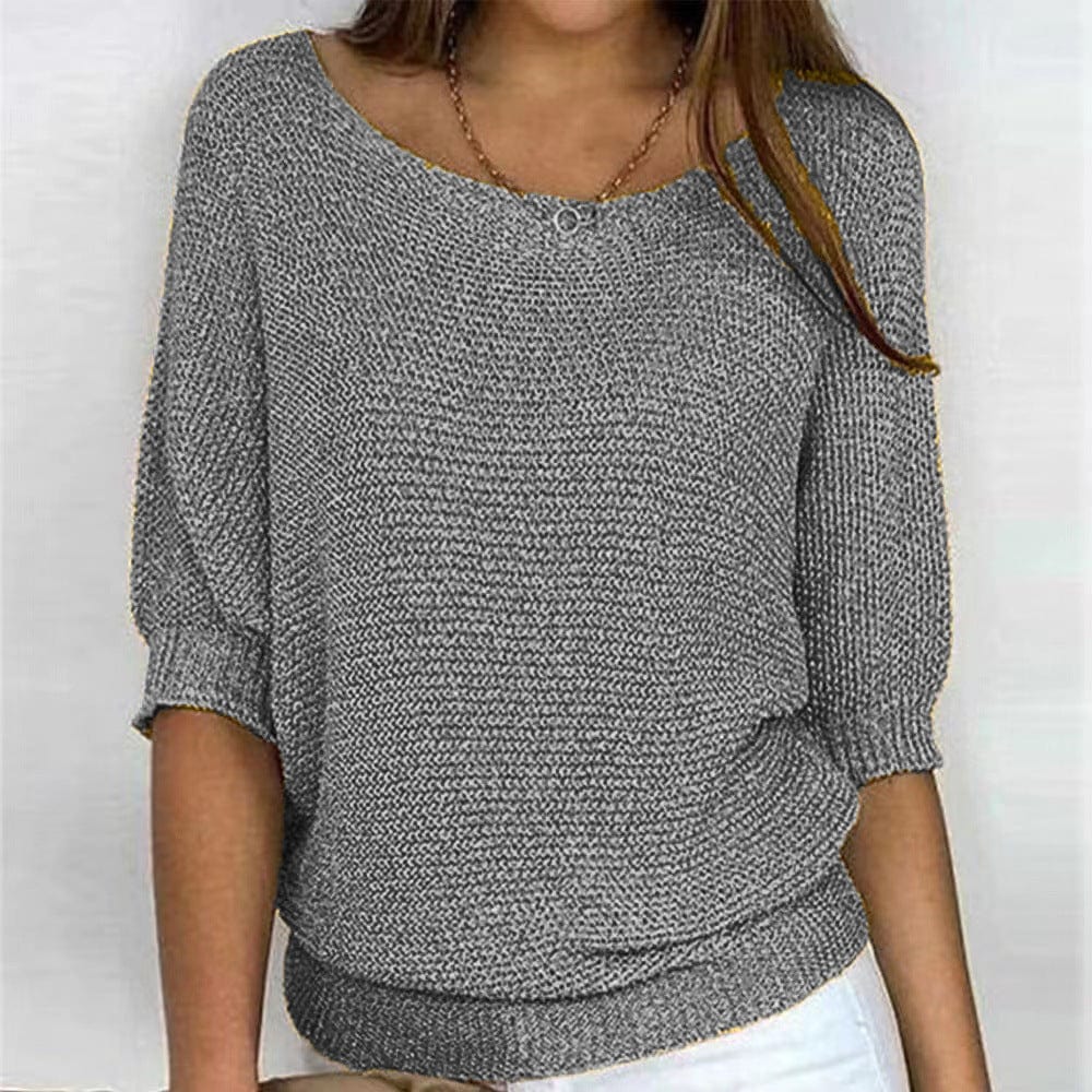 Maglione donna casual elegante con scollo a barca, perfetto per autunno e inverno.