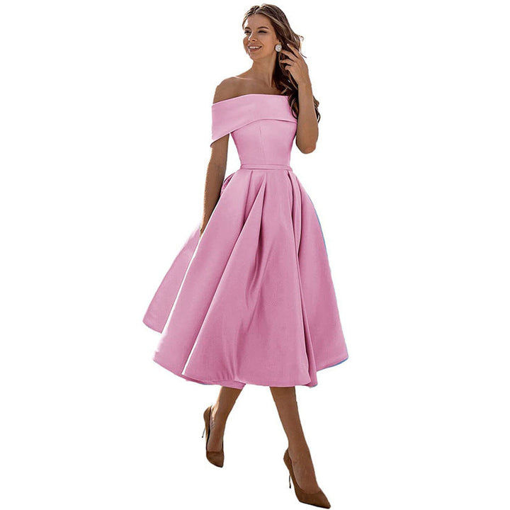 Abito estivo senza spalline, moda donna per feste, cocktail e celebrazioni.