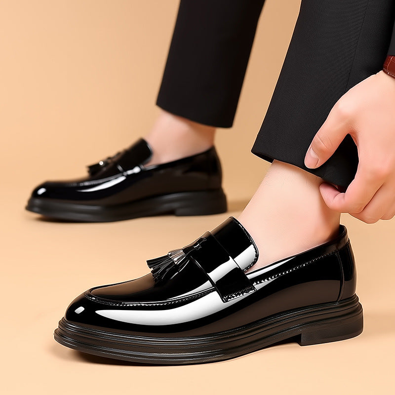 Scarpe uomo eleganti nere taglie forti, loafer comodi con suola comfort, ideali per ufficio e uso quotidiano.