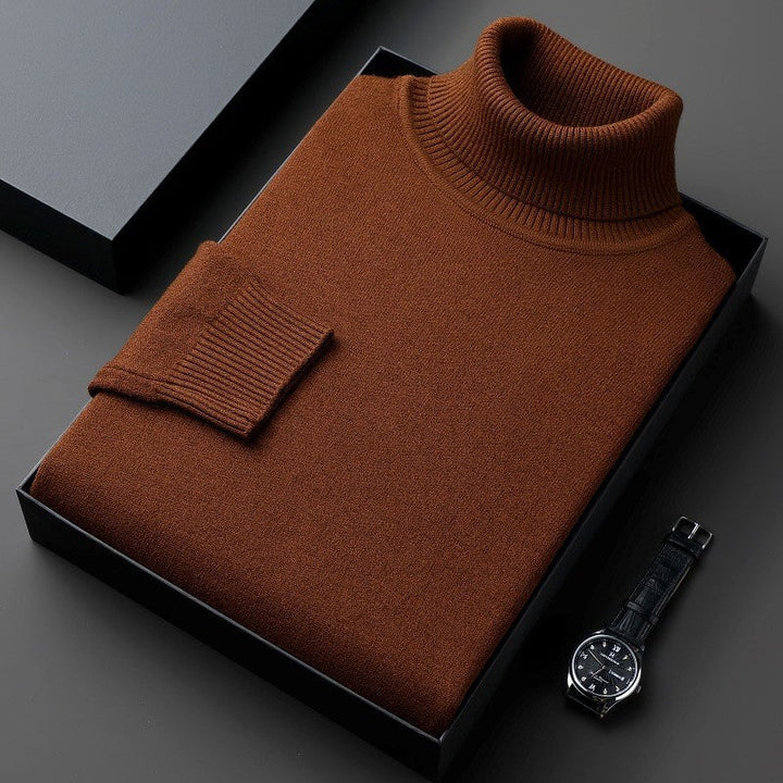 Maglione da uomo collo alto, lavorato a maglia, caldo ed elegante, per la moda invernale maschile.