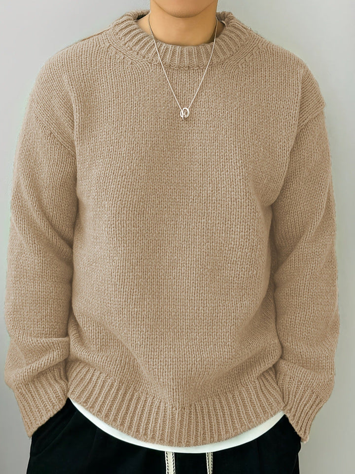 Maglione uomo pullover girocollo in maglia, stile casual autunnale per un look comodo e alla moda.