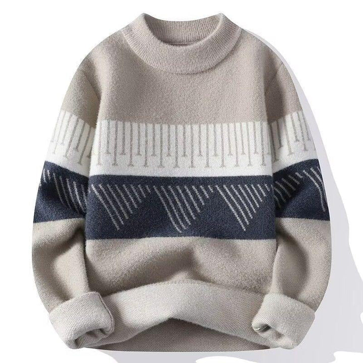 Pullover uomo in maglieria con distintivo design scandinavo. Un capo girocollo perfetto per l'abbigliamento autunnale.
