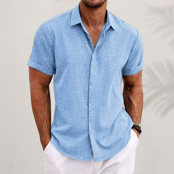 Camicia uomo elegante a maniche lunghe, traspirante, vestibilità rilassata, perfetta per look casual e semi-formali.