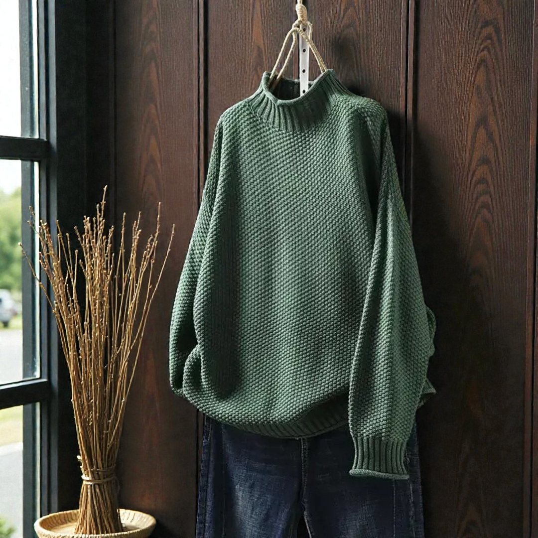 Maglione a collo alto donna in tessuto a coste, un capo versatile per un look sofisticato o un outfit casual invernale.